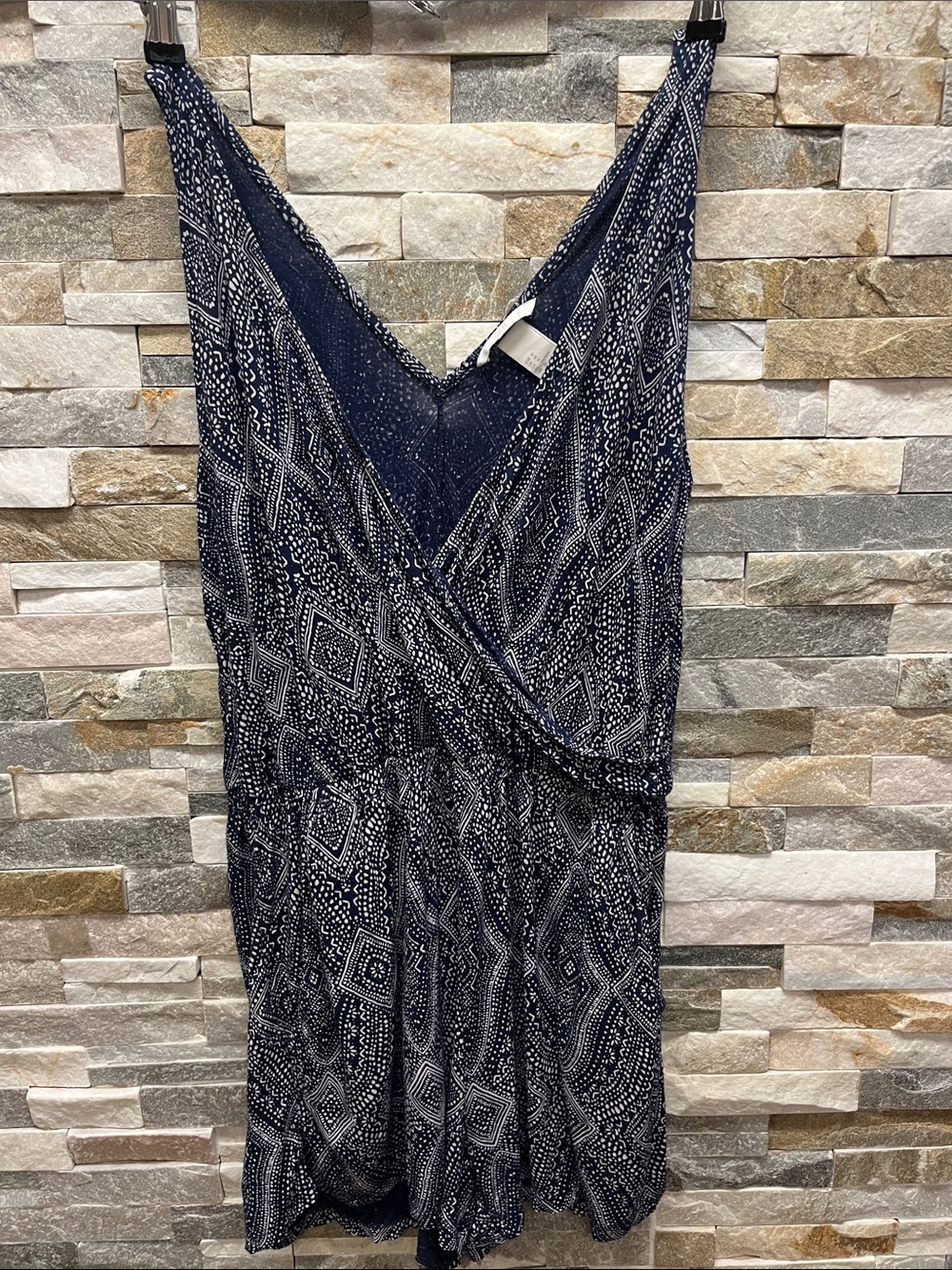 H&M Navy and White Printed Romper Jumpsuit